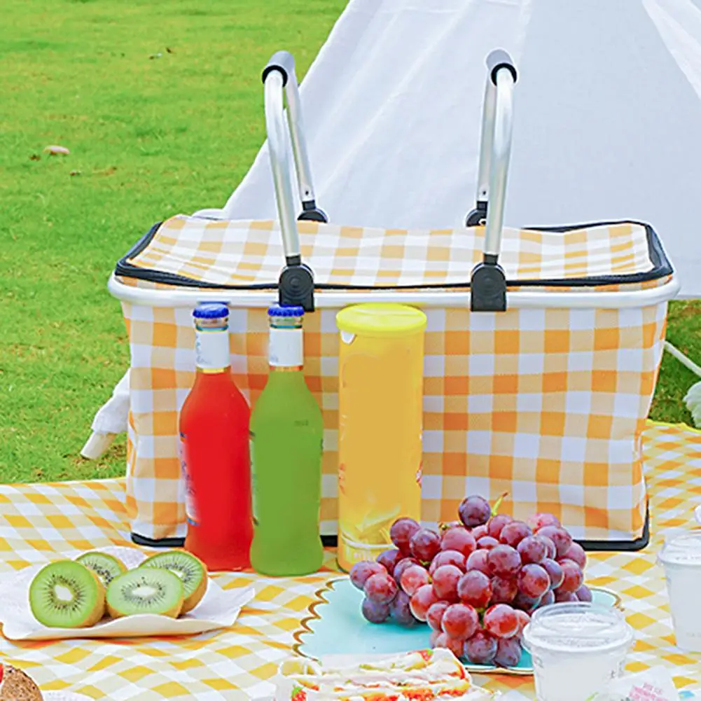 Picnic Food Basket Non-deformable Folding Plaid Pattern Outdoor BBQ Storage Container Camping Supplies
Picnic Food Basket Non-deformable Folding Plaid Pattern Outdoor BBQ Storage Container Camping Supplies