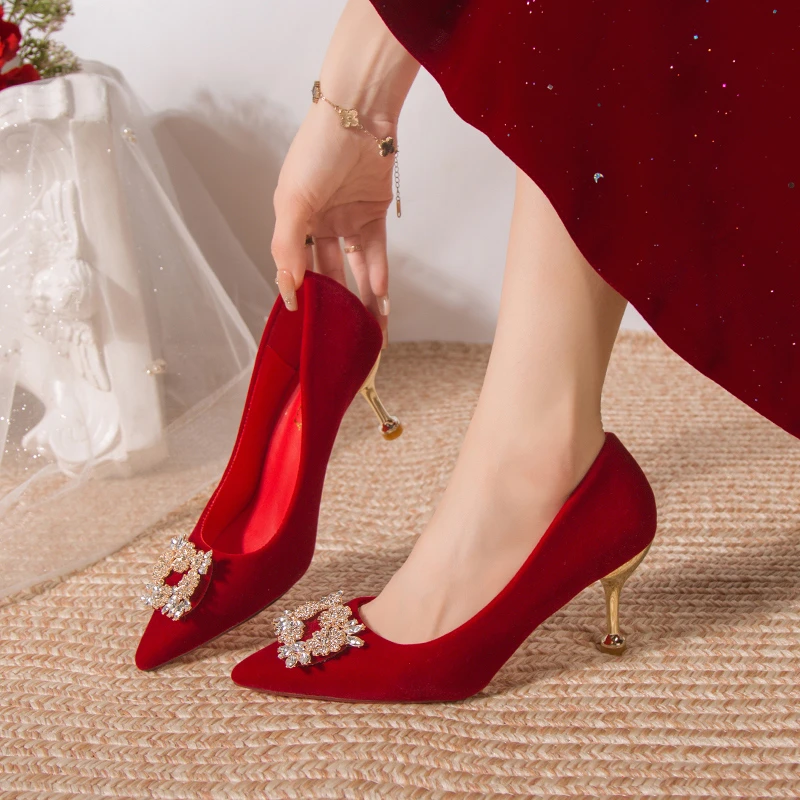 

Туфли-лодочки женские замшевые, элегантные пикантные туфли на высоком каблуке, заостренный носок, для свадьбы, банкета, однотонные