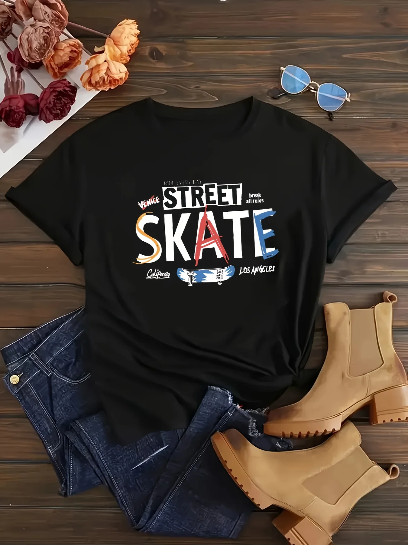 Skate Letter Print T-Shirt, Fashion Casual Crew Neck Short Sleeve Sport T-Shirt, Casual Daily Tops
Skate Letter Print T-Shirt, Fashion Casual Crew Neck Short Sleeve Sport T-Shirt, Casual Daily Tops