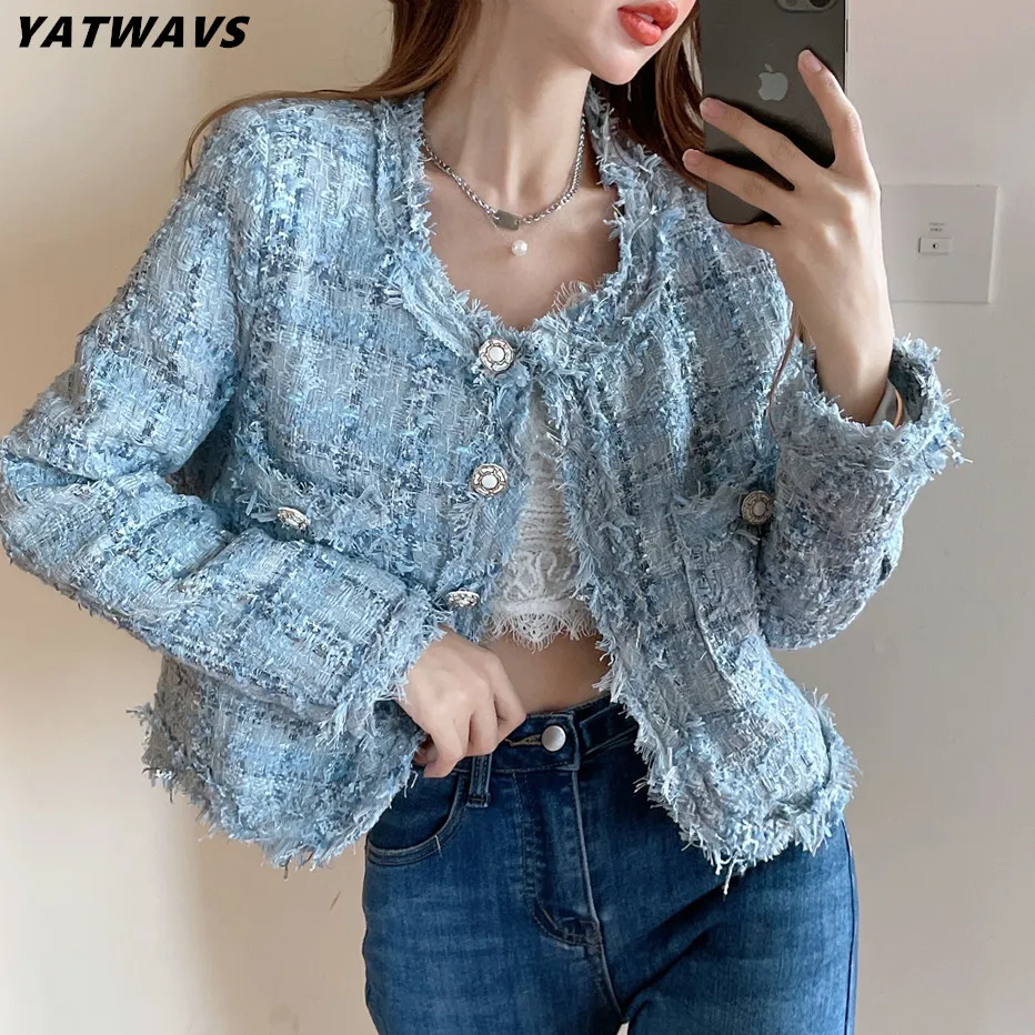 2023 Small Fragrance Women Tweed Outerwear Spring Autumn Single Breasted Tassel Blends Wool Female Long Sleeve Jacket Coat Top
2023 Small Fragrance Women Tweed Outerwear Spring Autumn Single Breasted Tassel Blends Wool Female Long Sleeve Jacket Coat Top