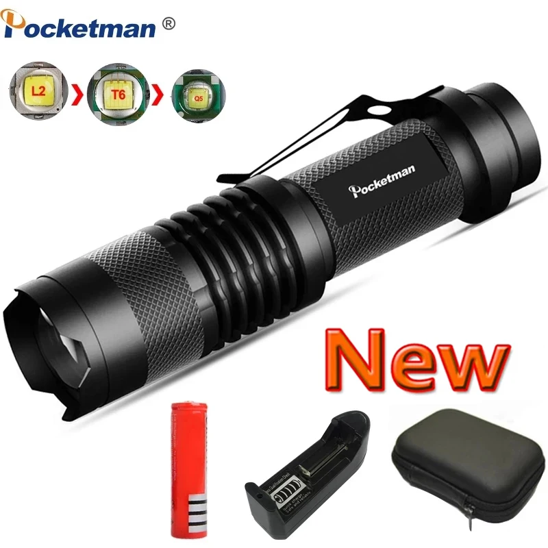 

Powerful Q5/T6/L2 LED Flashlight Zoom Torch Mini Flashlights Emergency Light Pocket-sized Flashlights Use 14500/18650 Battery