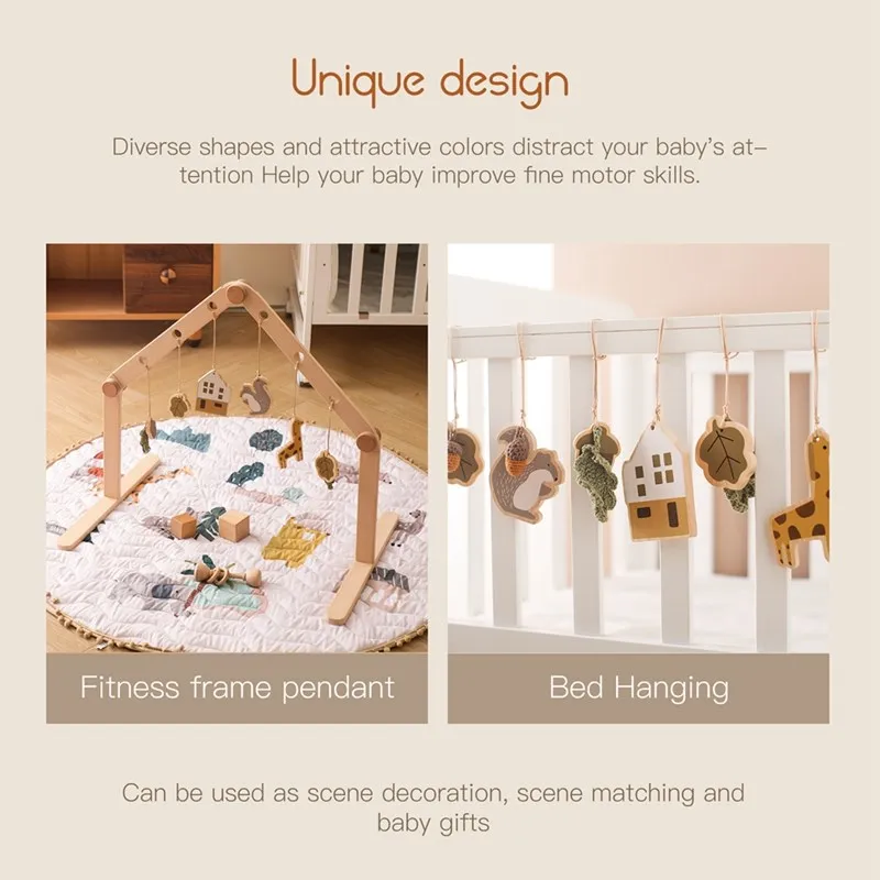 Wooden Baby Gym Pendant Toys - Sensory Mobile Set 23 S5f4e394b624b44ec9adc60a70de143b0Q