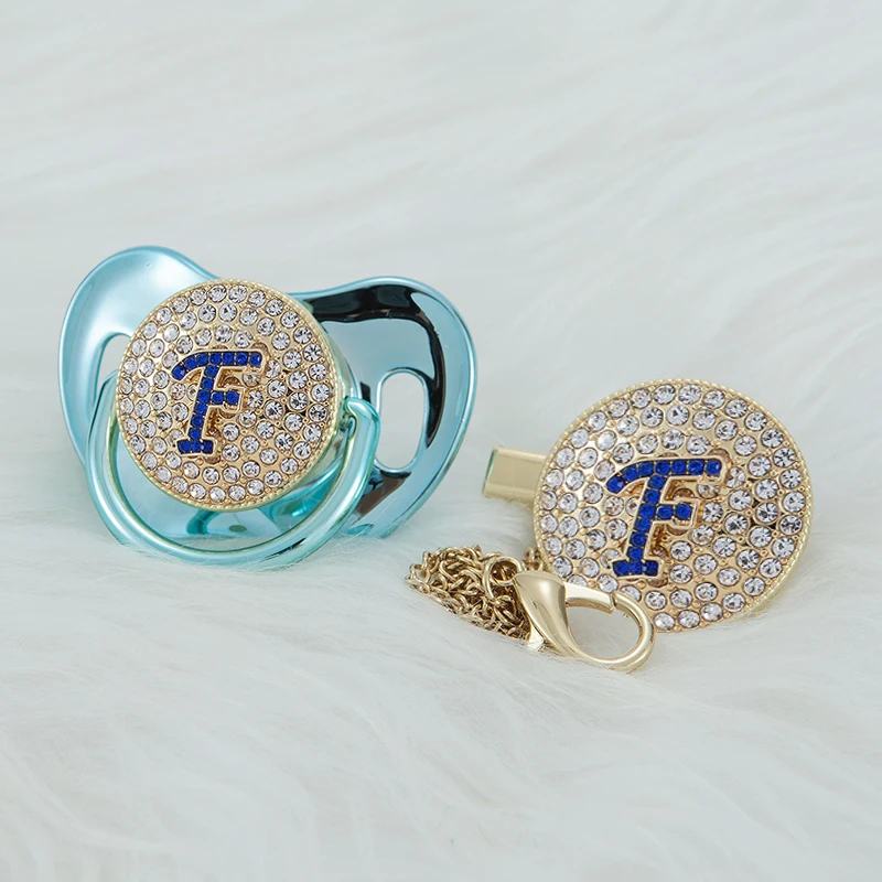 MIYOCAR gold blue bling Initials blue 3D letter F bling pacifier and pacifier clip BPA free dummy ideal gift baby shower
MIYOCAR gold blue bling Initials blue 3D letter F bling pacifier and pacifier clip BPA free dummy ideal gift baby shower