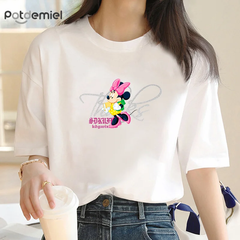 

Mickey Minnie Mouse Summer Women Fashion Sexy Print Harajuku T-shirt Fashion Summer New crew neck Print Short sleeve T