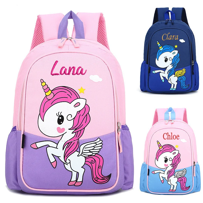 

Embroidery Cute Unicorn Boys Girls Backpack Personalized Name Kindergarten Kids Schoolbag Custom Baby's Outgoing Snack Bags