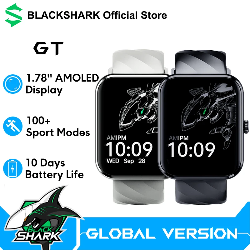 

Global Version Black Shark GT SmartWatch BT Calling Health Monitoring 1.78 AMOLED Screen 10 Days Battery Life 100+ Sport Modes