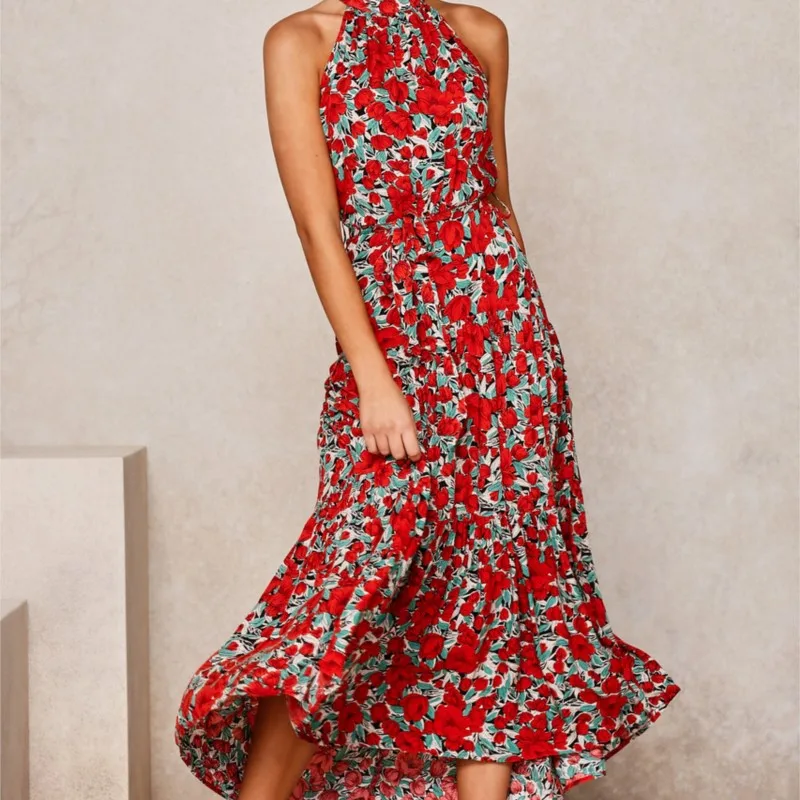 Bohemian Elegant Women's Summer Chiffon Hanging Neck Sleeveless Leopard Print Vestidos Sexy Women's Polka Dot Belt Long Dresses
Bohemian Elegant Women's Summer Chiffon Hanging Neck Sleeveless Leopard Print Vestidos Sexy Women's Polka Dot Belt Long Dresses