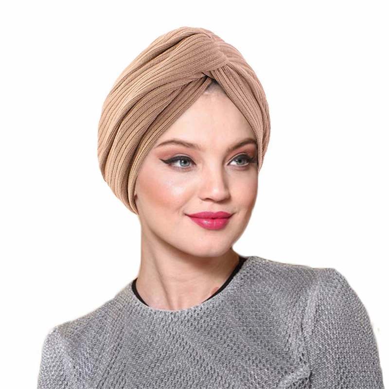 

Indian Muslim Women Twist Knot Chemo Cap Cancer Hat Turban Hat Bonnet Beanies Hair Loss Headwear Scarf Wrap Hat Arab Islamic New