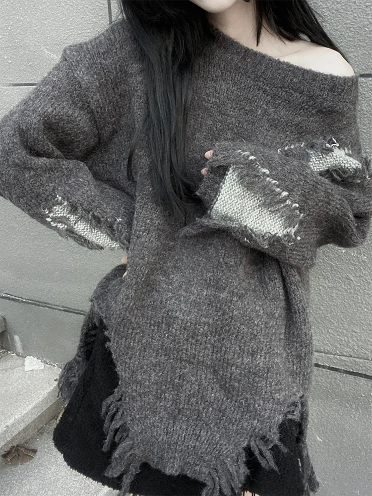Ruibbit Vintage Goth Grey Sweater Harajuku Gothic Oversized Pullover Sweaters Grunge Punk Long Sleeve Hole Sweater
Ruibbit Vintage Goth Grey Sweater Harajuku Gothic Oversized Pullover Sweaters Grunge Punk Long Sleeve Hole Sweater