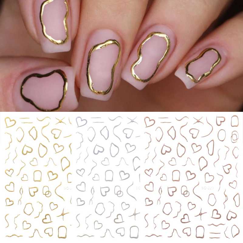 Gold Stripe Lines Nail Stickers Holographic Love Heart Sliders for Nails Swirls Cruved Wave Decals Manicure Decoration Stickers
Gold Stripe Lines Nail Stickers Holographic Love Heart Sliders for Nails Swirls Cruved Wave Decals Manicure Decoration Stickers