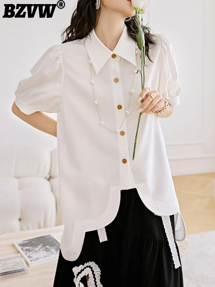 BZVW Women Irregular Single Breasted Fashionable Blouse Lapel Puff Sleeve Loose Temperament Shirts Spring Summer 2024 25C0175
BZVW Women Irregular Single Breasted Fashionable Blouse Lapel Puff Sleeve Loose Temperament Shirts Spring Summer 2024 25C0175