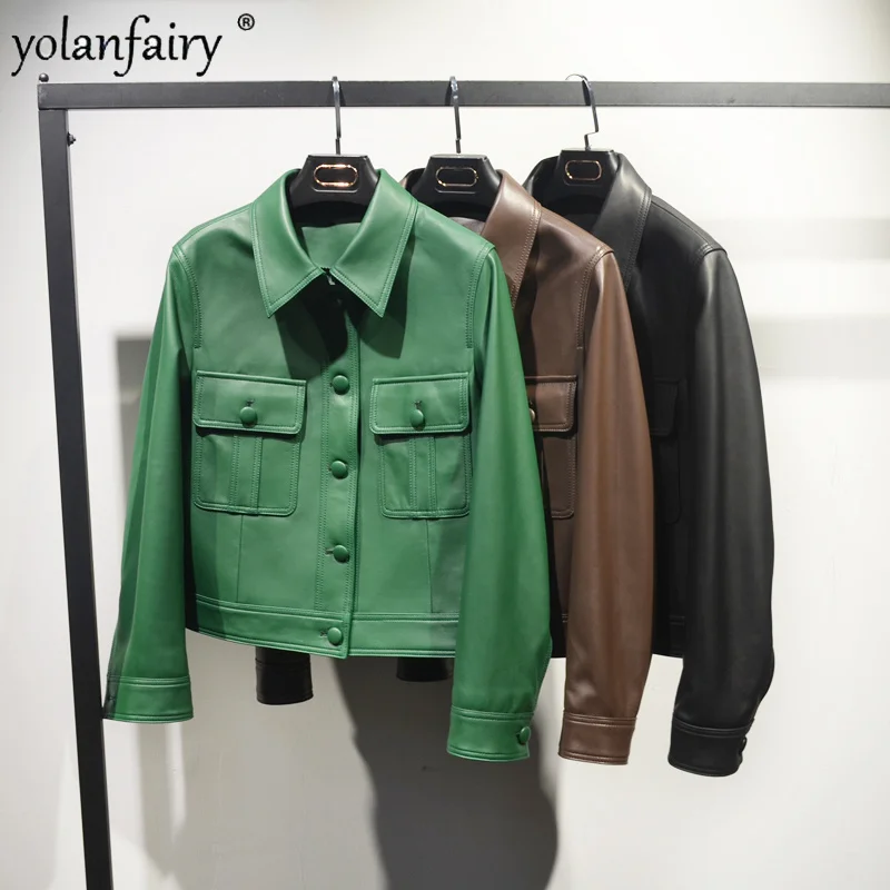 Women Suit Clothing Spring New Genuine Leather Jacket Female Top Grade Coffee Casual Short Thin Coat Femme Motorcycle Chaquetas
Women Suit Clothing Spring New Genuine Leather Jacket Female Top Grade Coffee Casual Short Thin Coat Femme Motorcycle Chaquetas