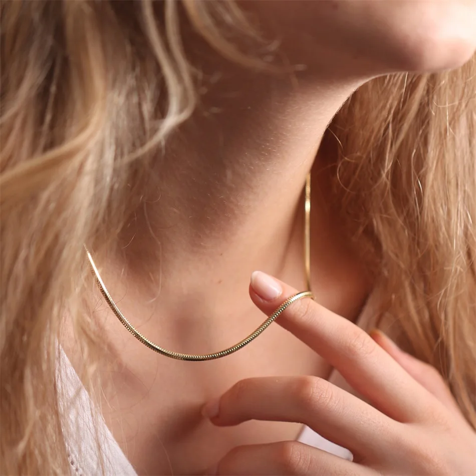 Fashion Snake Chain Stainless Steel Necklace for Women Choker Herringbone Gold Color Chain Necklace Party Gift
Fashion Snake Chain Stainless Steel Necklace for Women Choker Herringbone Gold Color Chain Necklace Party Gift