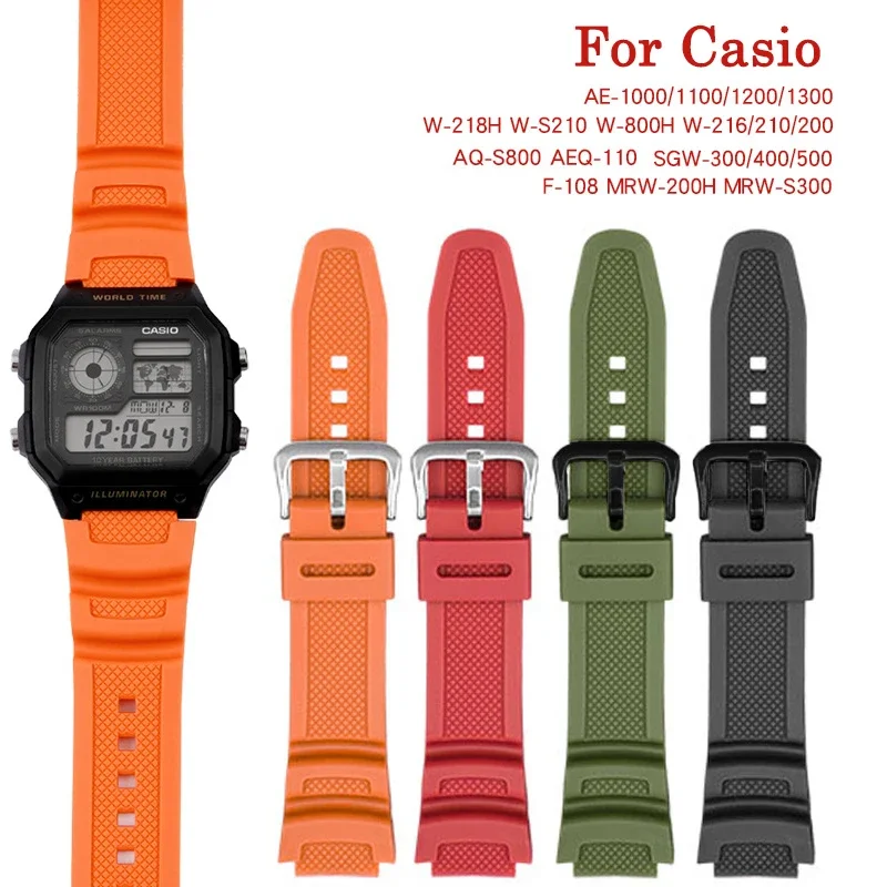 

18mm Rubber Watch Strap For Casio AE-1000W AQ-S810W AQ-S800W AE-1200 W-735H Silicone Band Men Sports Breathable Watch Bracelet