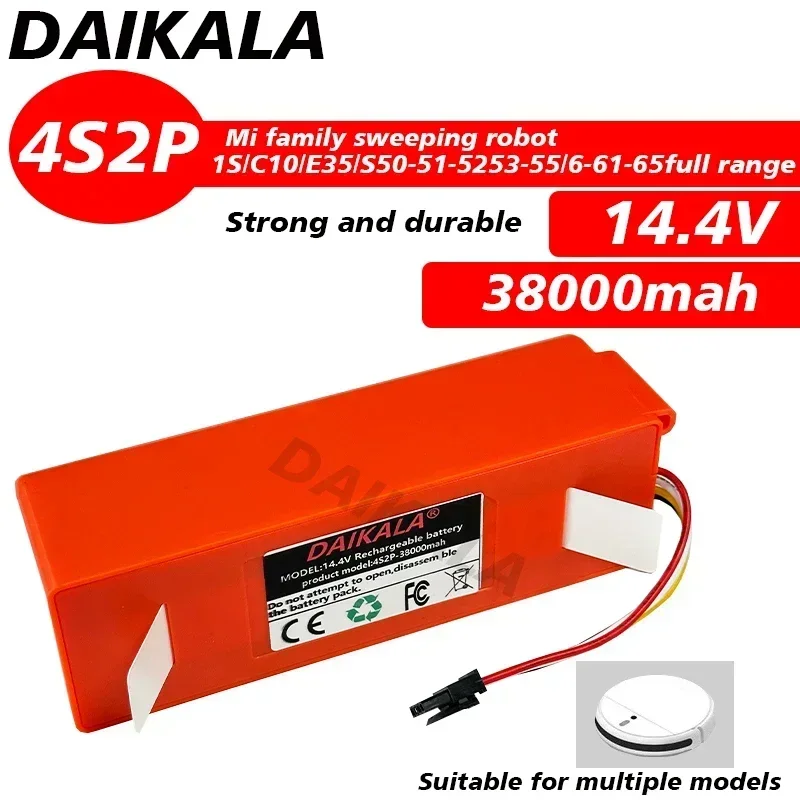 For Mijia Robot Vacuum Cleaner Battery 14.4V38000mah Stone Robot S50 S51 S55 4S2P Power Lithium Battery
For Mijia Robot Vacuum Cleaner Battery 14.4V38000mah Stone Robot S50 S51 S55 4S2P Power Lithium Battery