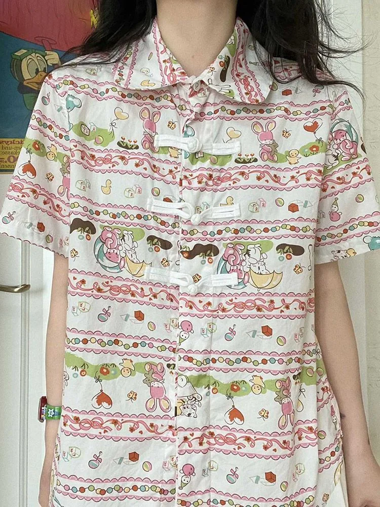 Y2k Aesthetic Blouse Women 2023 Summer Japanese Cartoon Print Loose Tops Kawaii Cute Blusas Short Sleeve Turn Down Collar Shirts
Y2k Aesthetic Blouse Women 2023 Summer Japanese Cartoon Print Loose Tops Kawaii Cute Blusas Short Sleeve Turn Down Collar Shirts