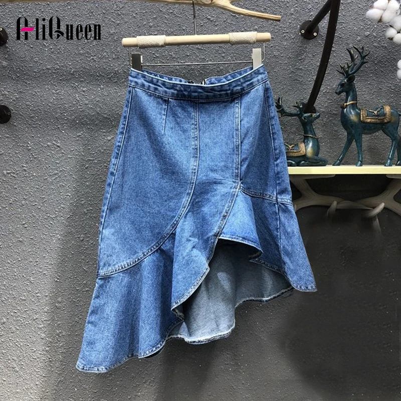 Summer Korean Fashion Women Asymmetrical Patchwork Ruffles Midi Denim Skirt Female High Waist Blue Sexy Jean Skirts Womens
Summer Korean Fashion Women Asymmetrical Patchwork Ruffles Midi Denim Skirt Female High Waist Blue Sexy Jean Skirts Womens