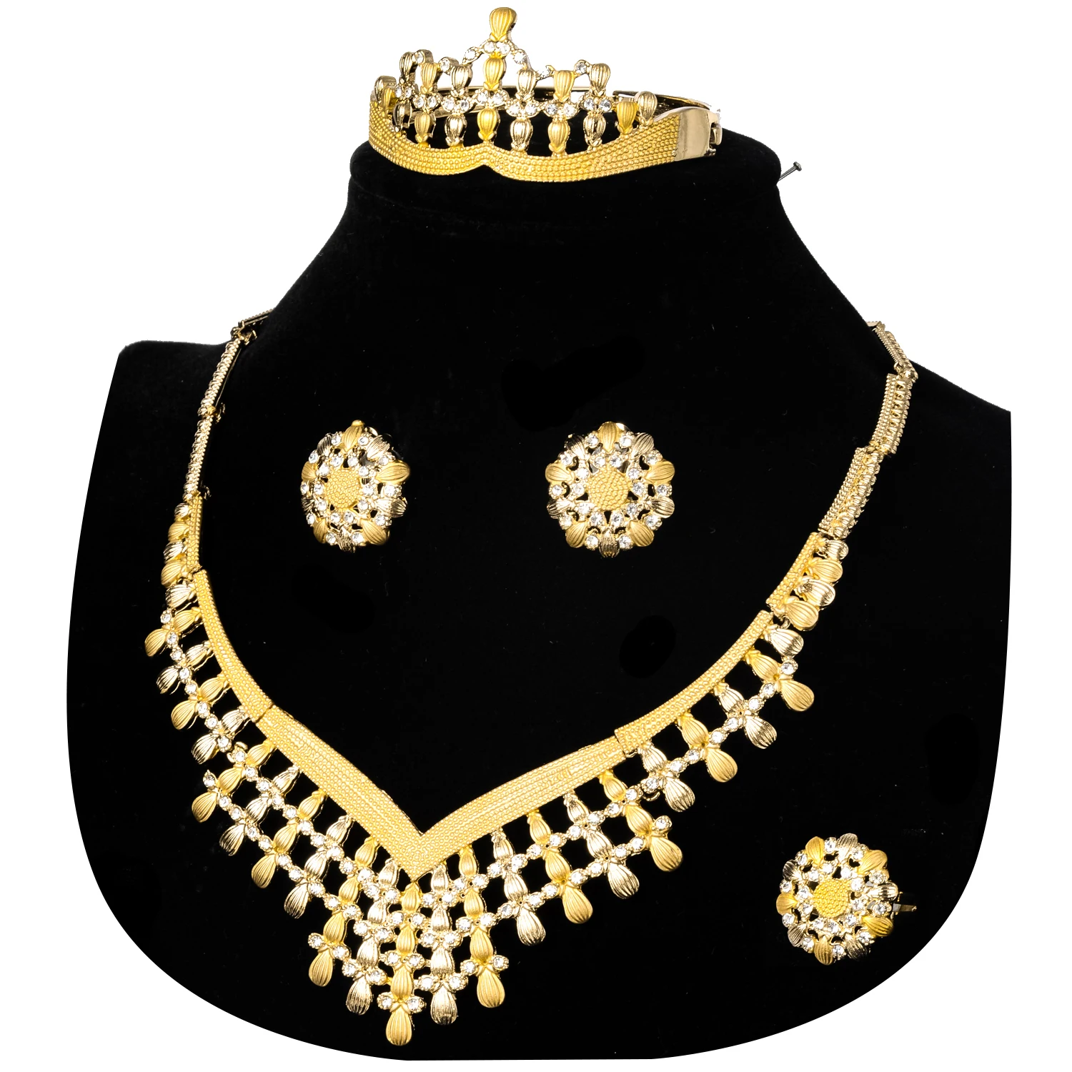 4 Pcs Set Hight Quality Necklace Bracelet Ring Earrings For Women Bridal Wedding Party Jewelry Accessories Anniversary Gift
4 Pcs Set Hight Quality Necklace Bracelet Ring Earrings For Women Bridal Wedding Party Jewelry Accessories Anniversary Gift