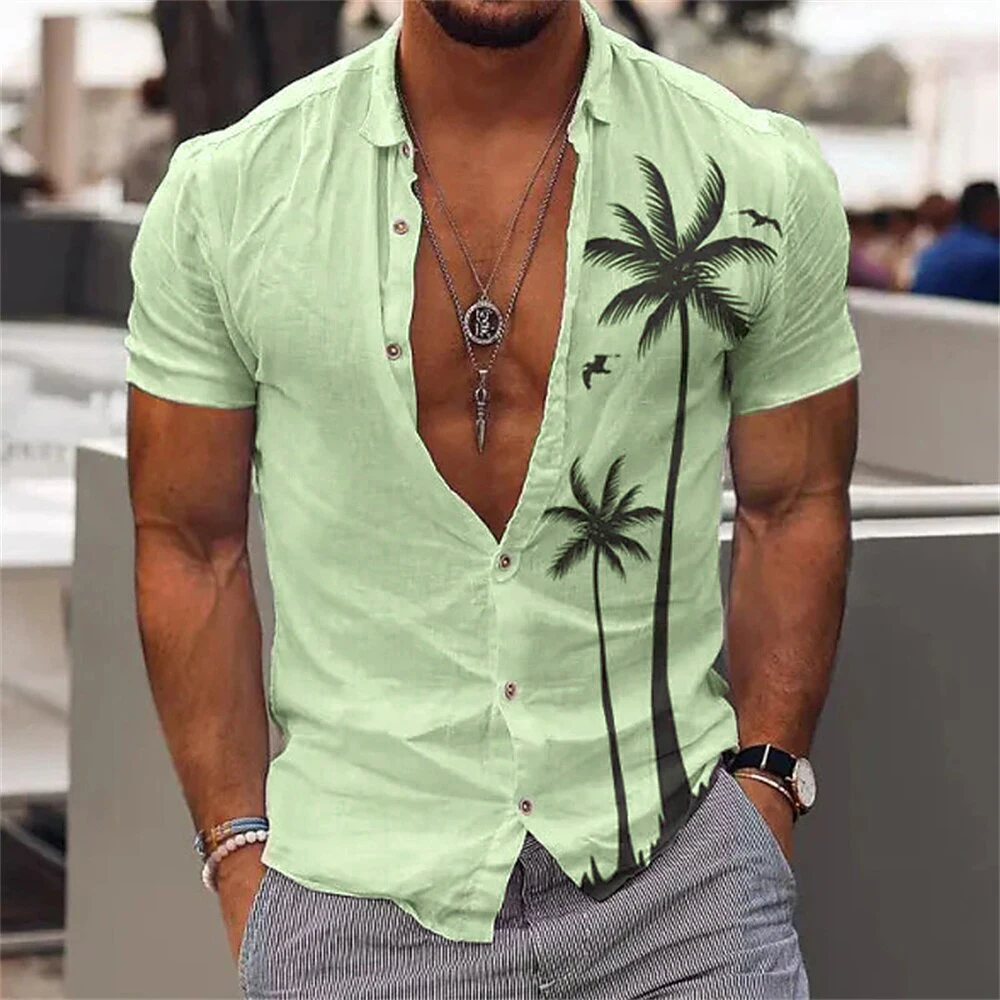 

New Coconut Tree Shirts For Men 3d Printed Men's Hawaiian Shirt Beach 5xl Short Sleeve Fashion Tops Tees Shirt Man Blouse Camisa