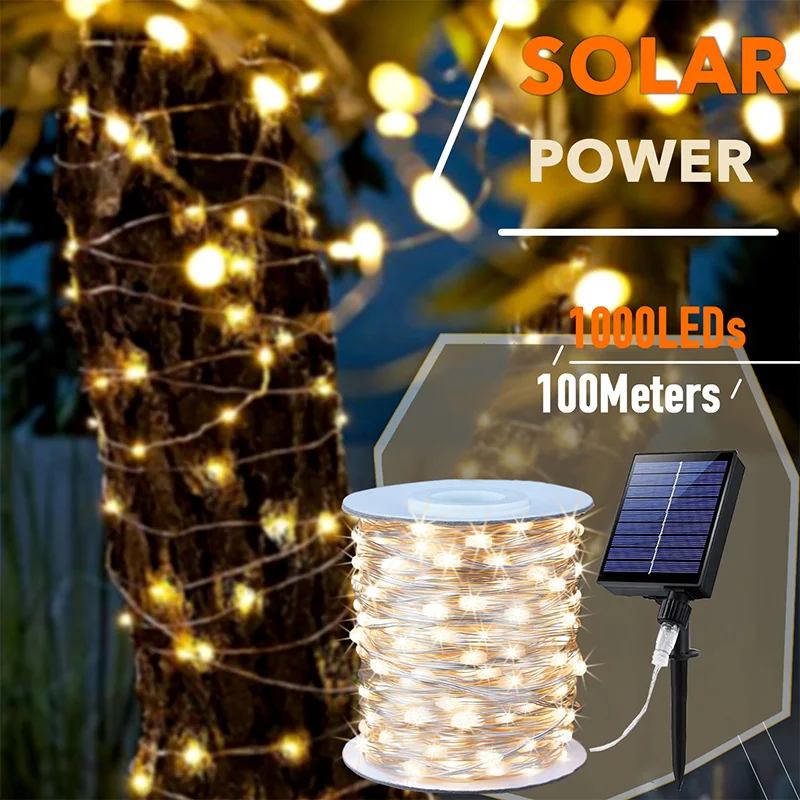Outdoor Solar Powered Garland Fairy String Lights 10M Christmas tree Decoration Waterproof Camp LED Lighting Garden Wedding lamp
Outdoor Solar Powered Garland Fairy String Lights 10M Christmas tree Decoration Waterproof Camp LED Lighting Garden Wedding lamp