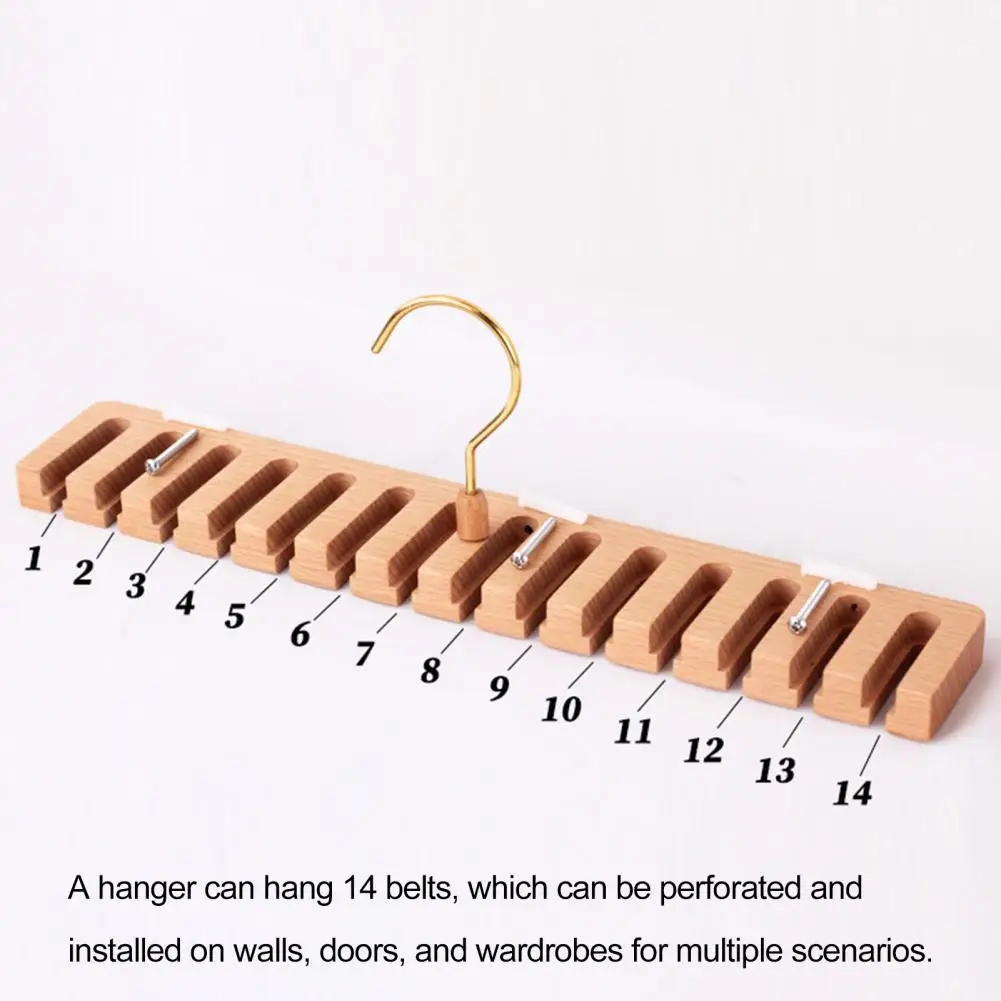

Durable Belt Storage Solution Eco-friendly Wooden Belt Hanger Space-saving 2-in-1 Organizer for Closet with 14 for Wardrobe