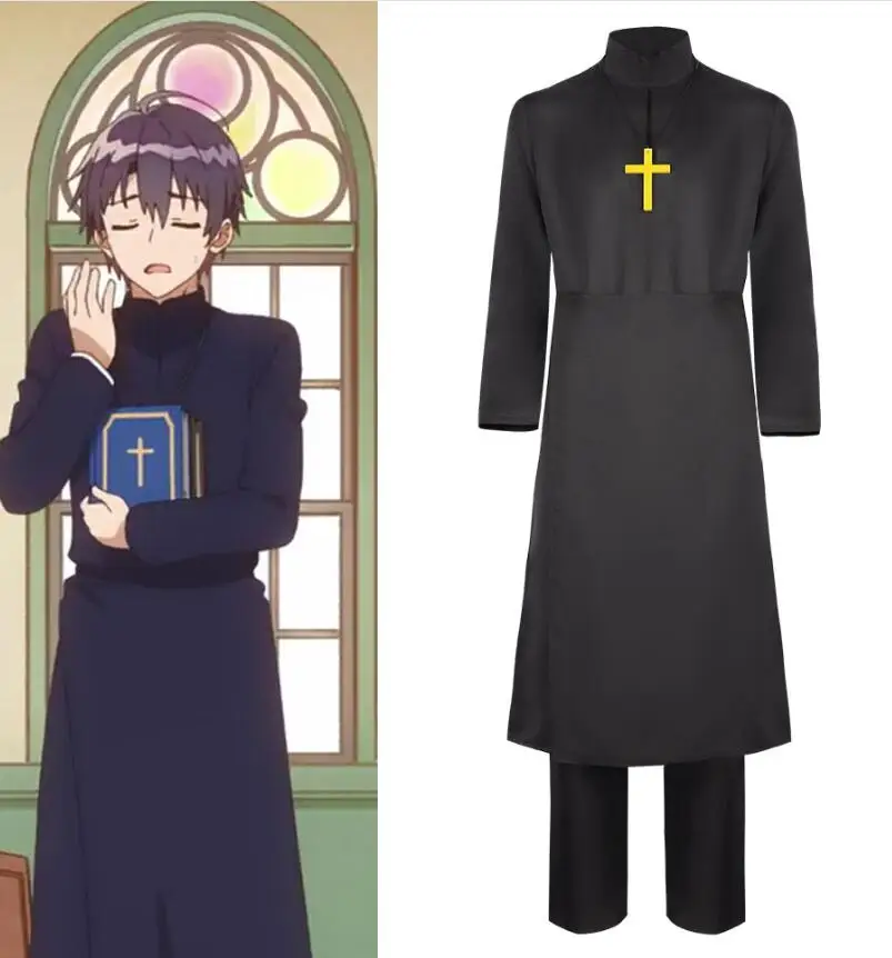 Anime Cosplay Shiro Seijo to Kuro Bokushi Mens Holy Woman and the Black Priest Cloak Saint Cecilia Lawrence Cecilia Suit Uniform
Anime Cosplay Shiro Seijo to Kuro Bokushi Mens Holy Woman and the Black Priest Cloak Saint Cecilia Lawrence Cecilia Suit Uniform
