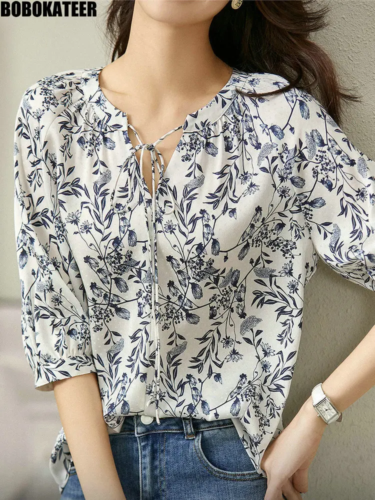 BOBOKATEER Summer Chiffon Shirt Women Tops And Blouses Flower Womens Clothing Half Sleeve Shirts Print Looes Casual Fashion 2023
BOBOKATEER Summer Chiffon Shirt Women Tops And Blouses Flower Womens Clothing Half Sleeve Shirts Print Looes Casual Fashion 2023