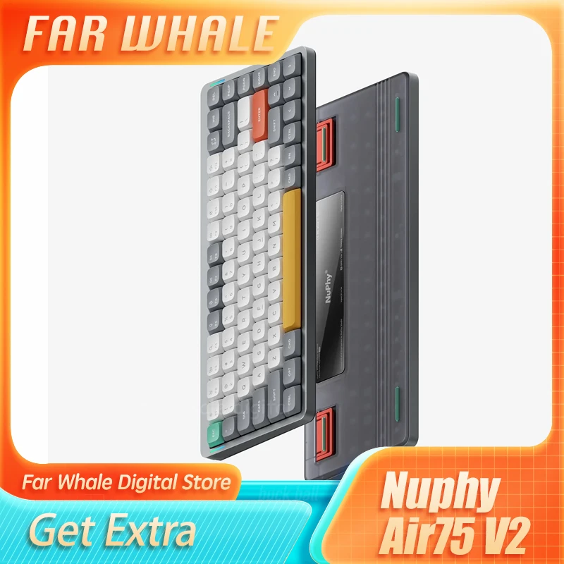 

Беспроводная механическая клавиатура Nuphy Air75 V2 Bluetooth 2,4g 75%, низкопрофильный переключатель Gateron, совместимый с Windows и Mac