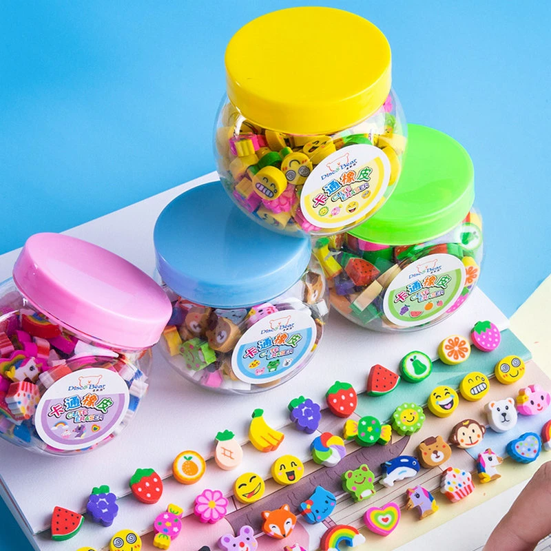 

50pcs/set Eraser Student Learning Stationery for Child Creative Gift Kids Eraser Novelty Erasers Cute Cartoon Expression Eraser