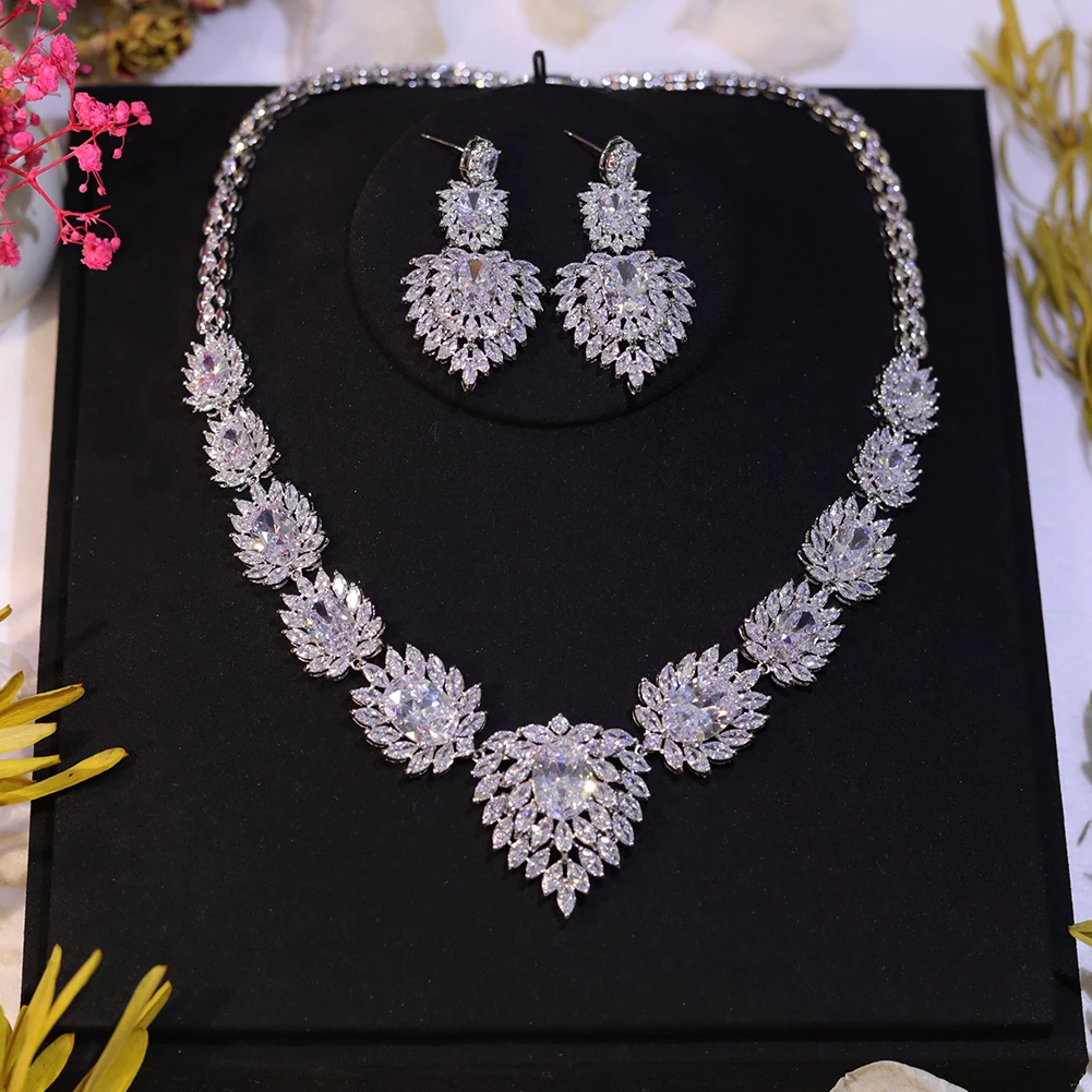 

Sparkling AAA Cubic Zircon Necklace Fashion Wedding Dubai Bridal Party Jewelry Sets For Women Bijoux Femme Ensemble Bridesmaid