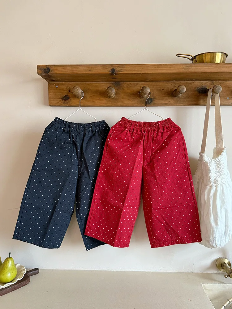 2025 Autumn New Children Loose Trousers Cotton Girls Polka Dot Casual Pants Boys Harem Pants Kids Straight Pants Baby Clothes 34 S5f694280a0154a2e9af52bd37026cc00X