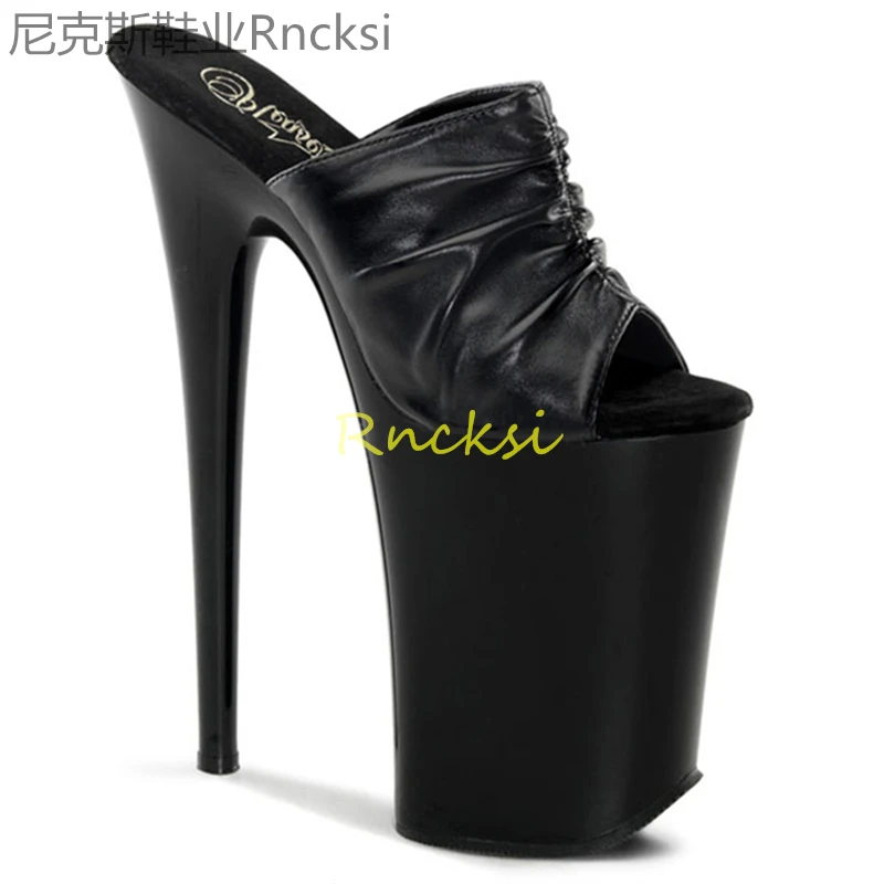 

23cm With thin waterproof platform fishmouth shoes with high heels temperament catwalk super high-heeled slippers woman