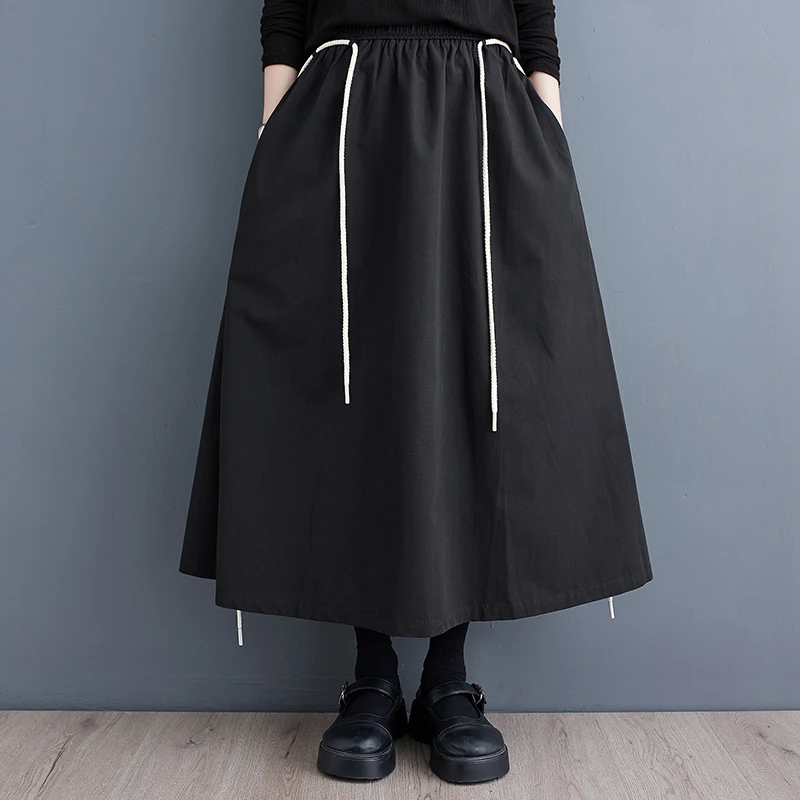 SuperAen Cotton High Waist Simple Skirt for Women Solid Color Casual Oversize A-line Black Skirt
SuperAen Cotton High Waist Simple Skirt for Women Solid Color Casual Oversize A-line Black Skirt