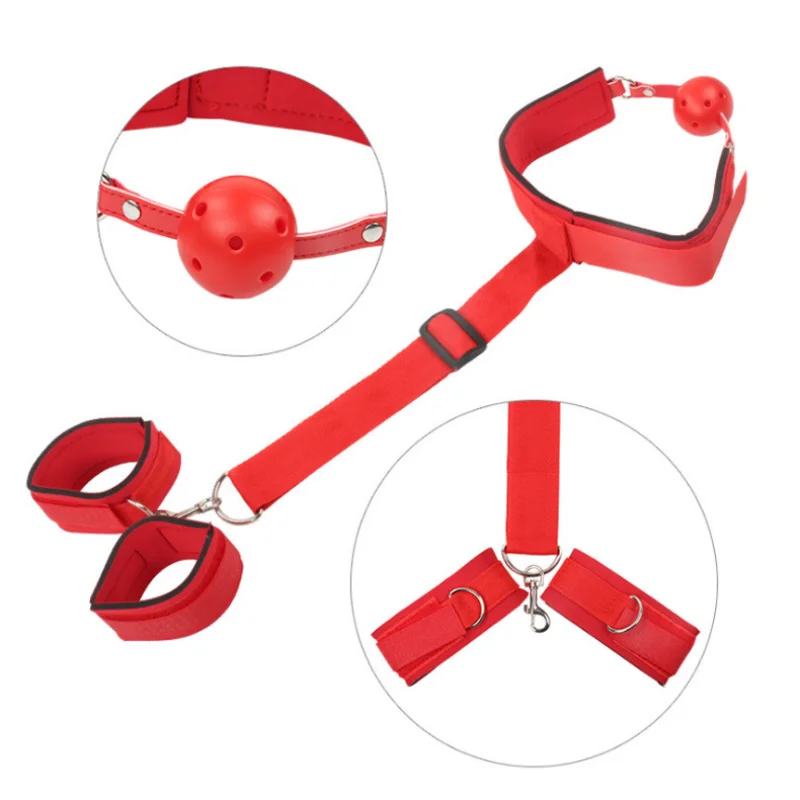 

NEW Fifty Shades of Grey SM Bondage Handcuffs with Mouth Gag Collar Restraints Sex Toys for Men/Women Couple