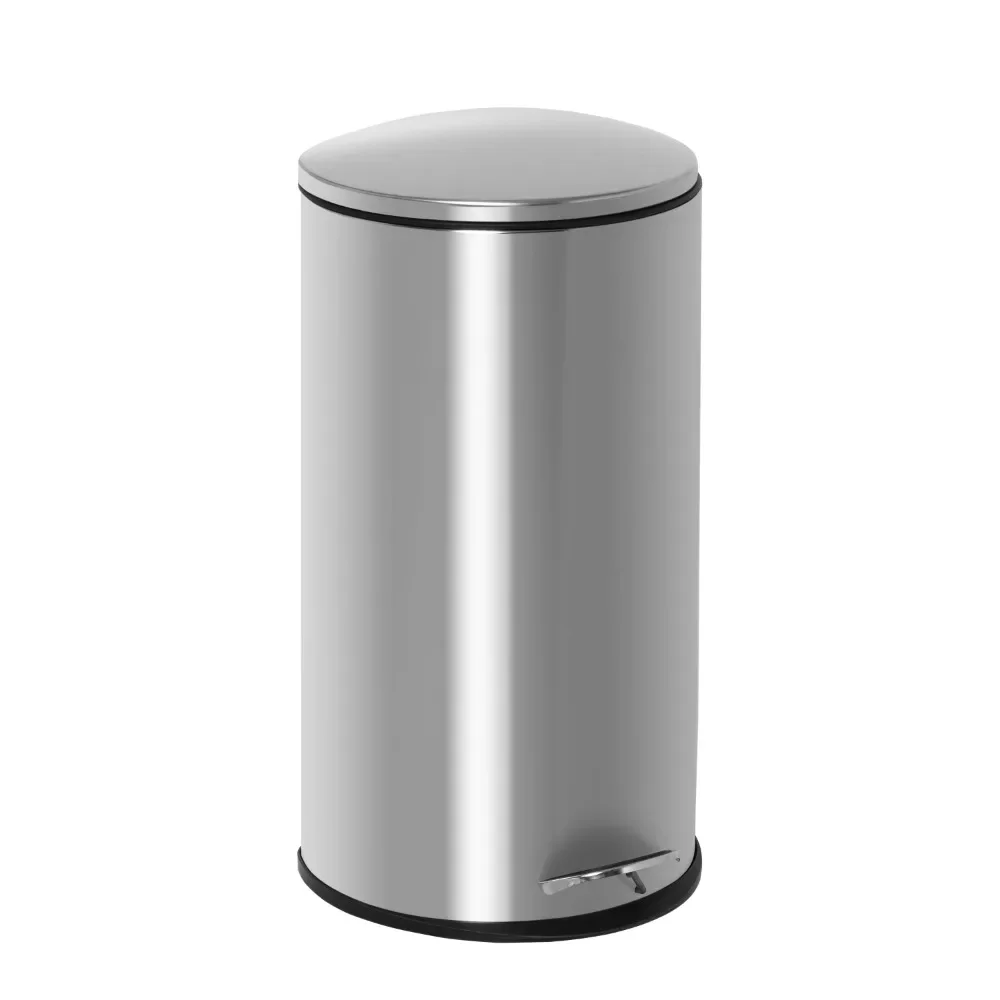 

Silver Stainless Steel Kitchen Garbage Cube 7.9 Gallon Indoor Semi-Round Step Trash Can Paper Basket New Kitchen Utensils Bin