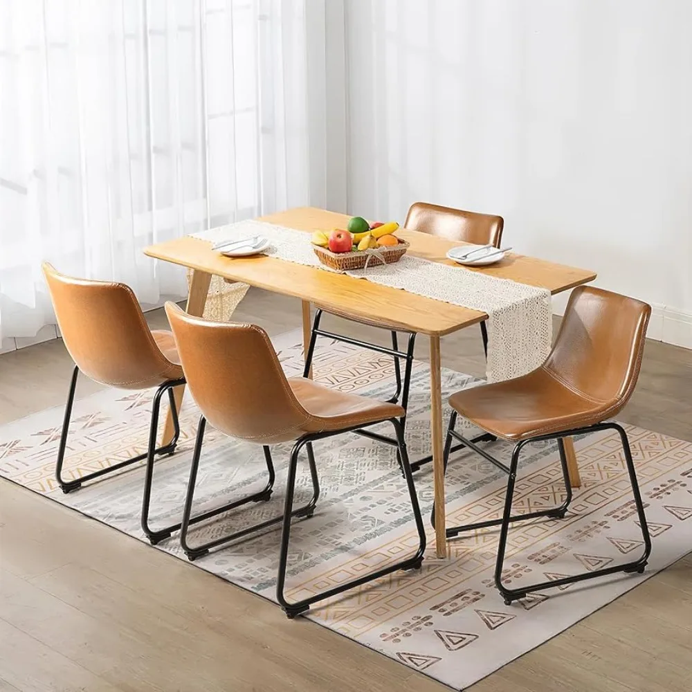 

Обеденные стулья, набор обеденных стульев из искусственной кожи 4,18 дюйма, кухонные стулья для столовой со спинкой и металлическими ножками, виски