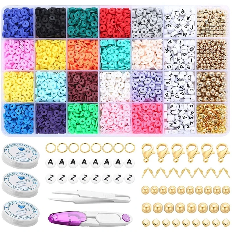 

Multi Colors Flat Round Clay Beads for Jewelry Making Necklaces Bracelets DIY Earring Necklace Craft Set