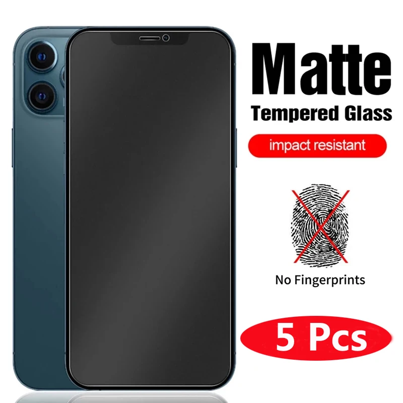 

5Pcs Matte Screen Protectors for iPhone 14 13 12 Pro Max Mini 6 8 7 Plus 5S SE2020 Frosted Glass for IPhone 11 Pro XS MAX XR X