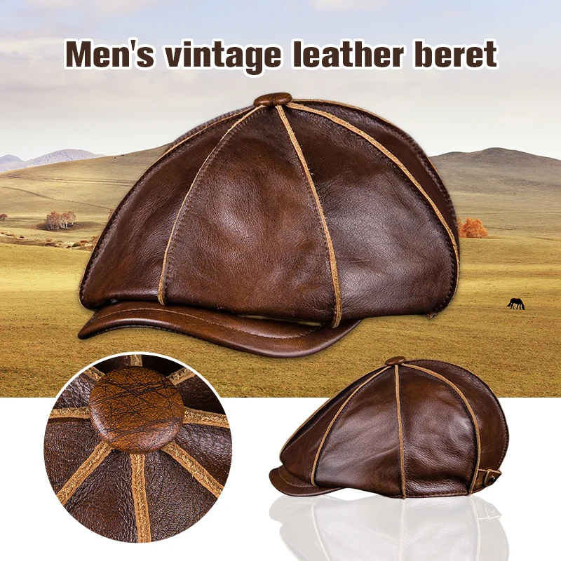 Mens Vintage Real Leather Painter Beret Hats British Style All-Match Artistic Octagonal Newsboy Cap Ivy Flat Hat
Mens Vintage Real Leather Painter Beret Hats British Style All-Match Artistic Octagonal Newsboy Cap Ivy Flat Hat