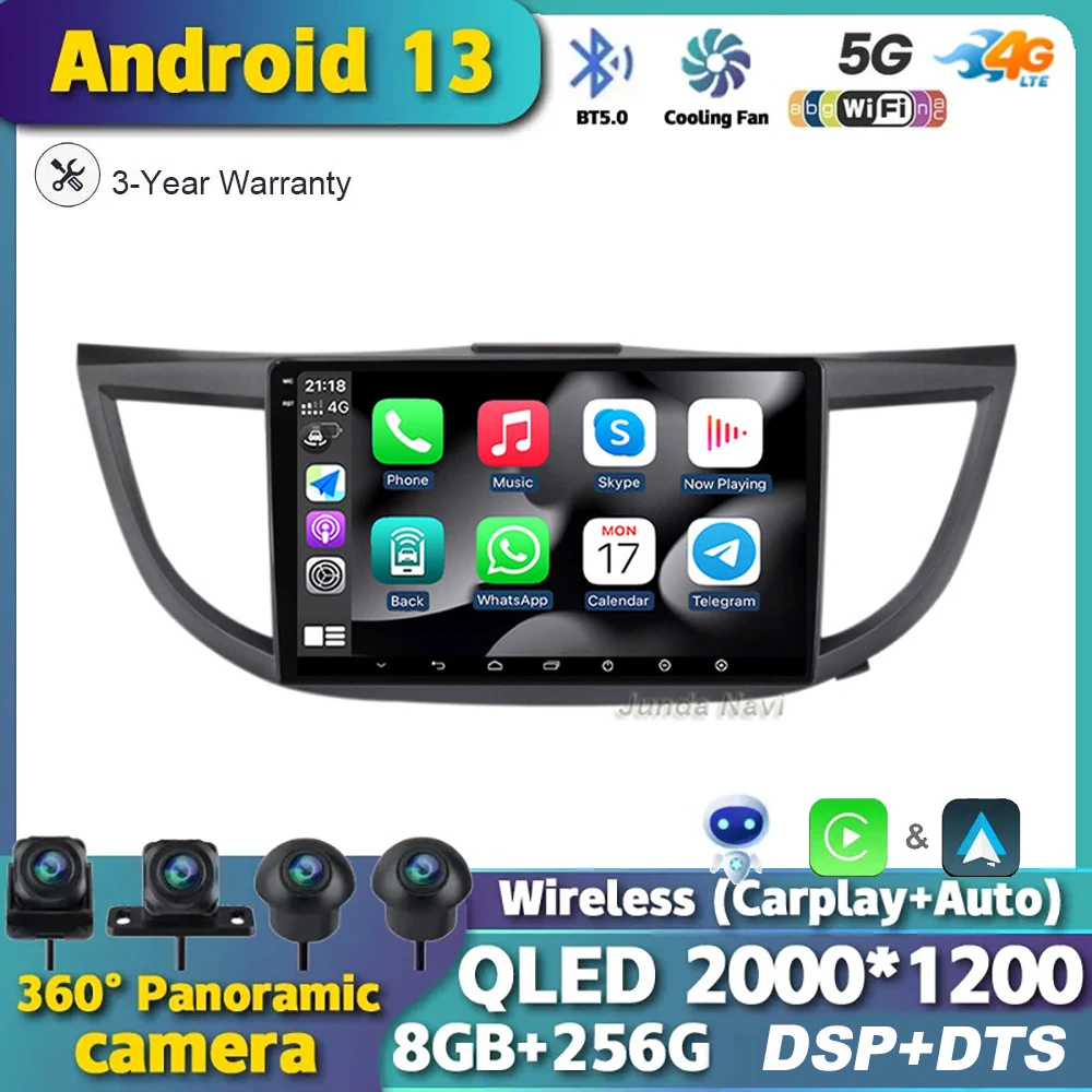 

Android 13 Car Radio For Honda CR-V CRV 4 RM RE 2011 - 2018 Multimedia Video Player Carplay Navigation GPS Head Unit Stereo QLED