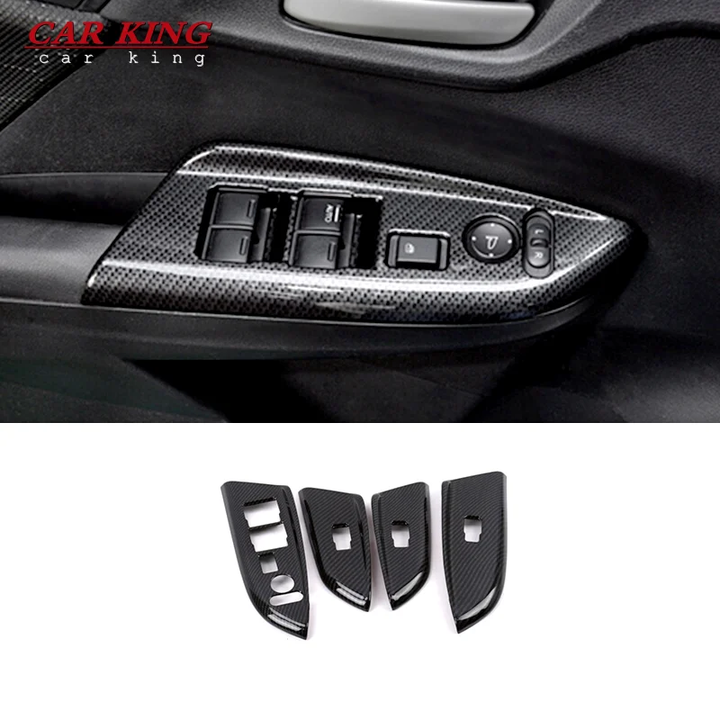 

For Honda FIT JAZZ 2014-2018 LHD Car Door Window glass Lift Control Switch Panel cover trim Carbon fiber Car Styling Accessories