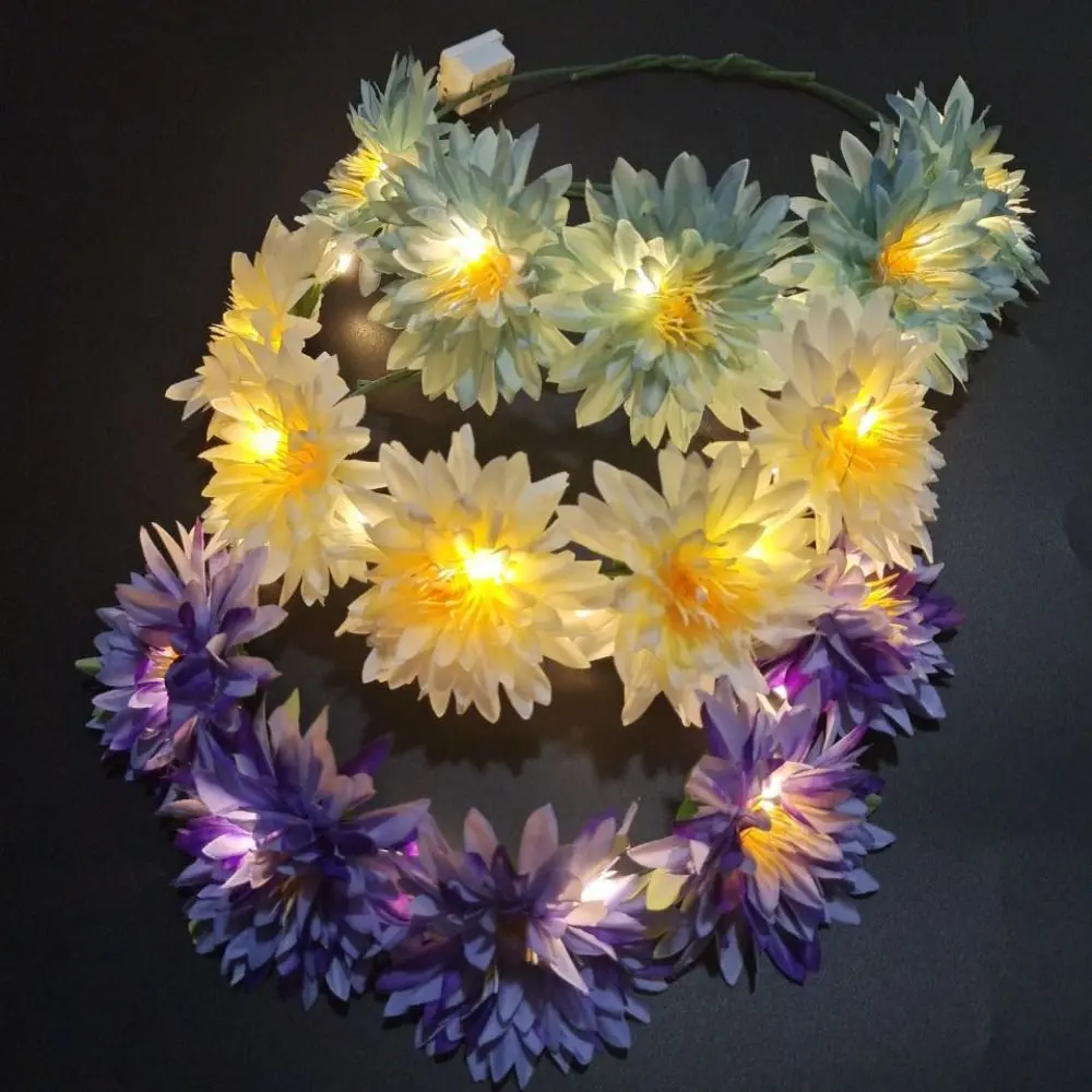 

Party Simulation Flower For Bridesmaid Luminous Vacation LED Light Glowing Wreath Beach Headband Wreath Headband Flower Crowns