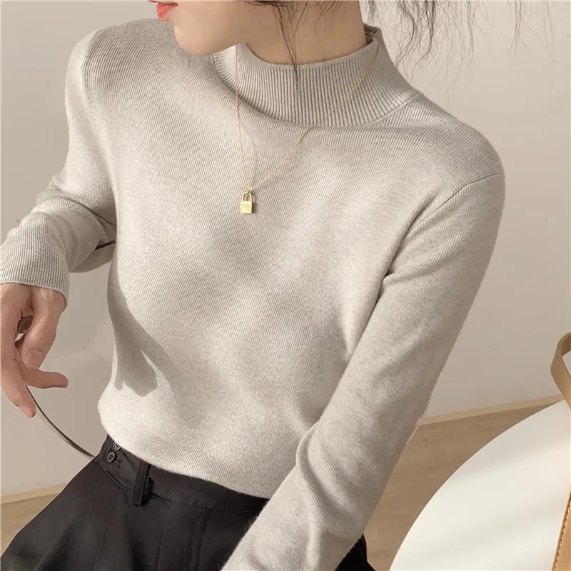 Half Turtleneck Sweater Women's Knitted Bottom 2023 Autumn Winter New Korean Warm Sweater Pullover
Half Turtleneck Sweater Women's Knitted Bottom 2023 Autumn Winter New Korean Warm Sweater Pullover