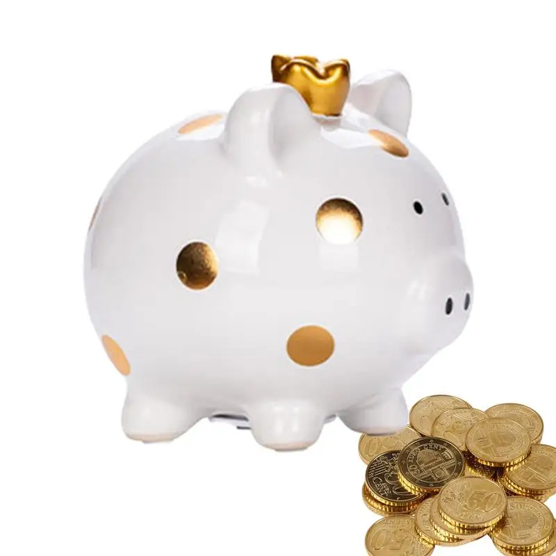 

Atm Pig Bank Ceramic Crown Pig Kids Home Decor Safe Coin Banks Money Saving Box Cute Kids Room Deck Decor For Raise Your Child's
