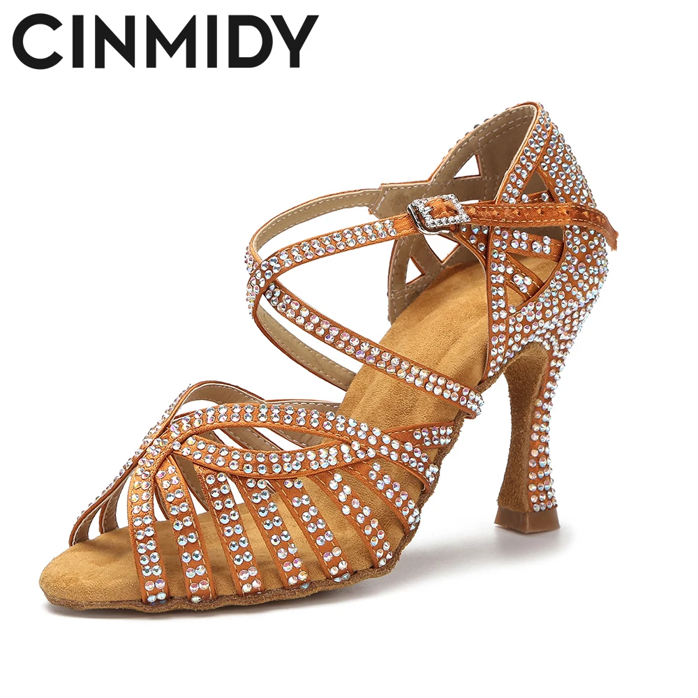 

Женские шелковые атласные туфли CINMIDY, женская обувь для латиноамериканских танцев, Обувь для бальных танцев, женская обувь для танго, сальсы, женские сандалии