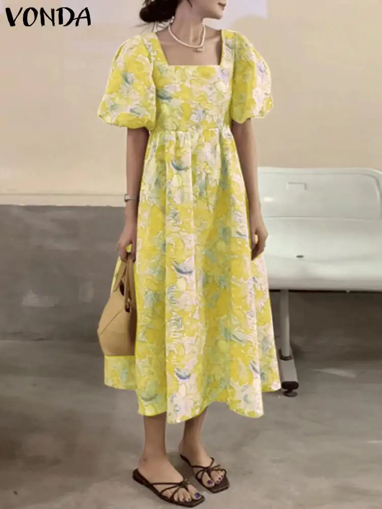 VONDA Summer Party Dress Women Elegant Floral Printed Dresses Sexy Square Collar Sundress 2023 Puff Short Sleeve Beach Vestidos 
VONDA Summer Party Dress Women Elegant Floral Printed Dresses Sexy Square Collar Sundress 2023 Puff Short Sleeve Beach Vestidos