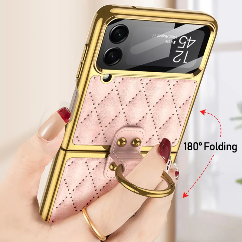 GKK Чехол-книжка для Samsung Galaxy Z 4, кожаный чехол с алмазным покрытием для задней панели, Защитное стекло для Galaxy Z Flip4, жесткий чехол с покрытием
GKK Чехол-книжка для Samsung Galaxy Z 4, кожаный чехол с алмазным покрытием для задней панели, Защитное стекло для Galaxy Z Flip4, жесткий чехол с покрытием