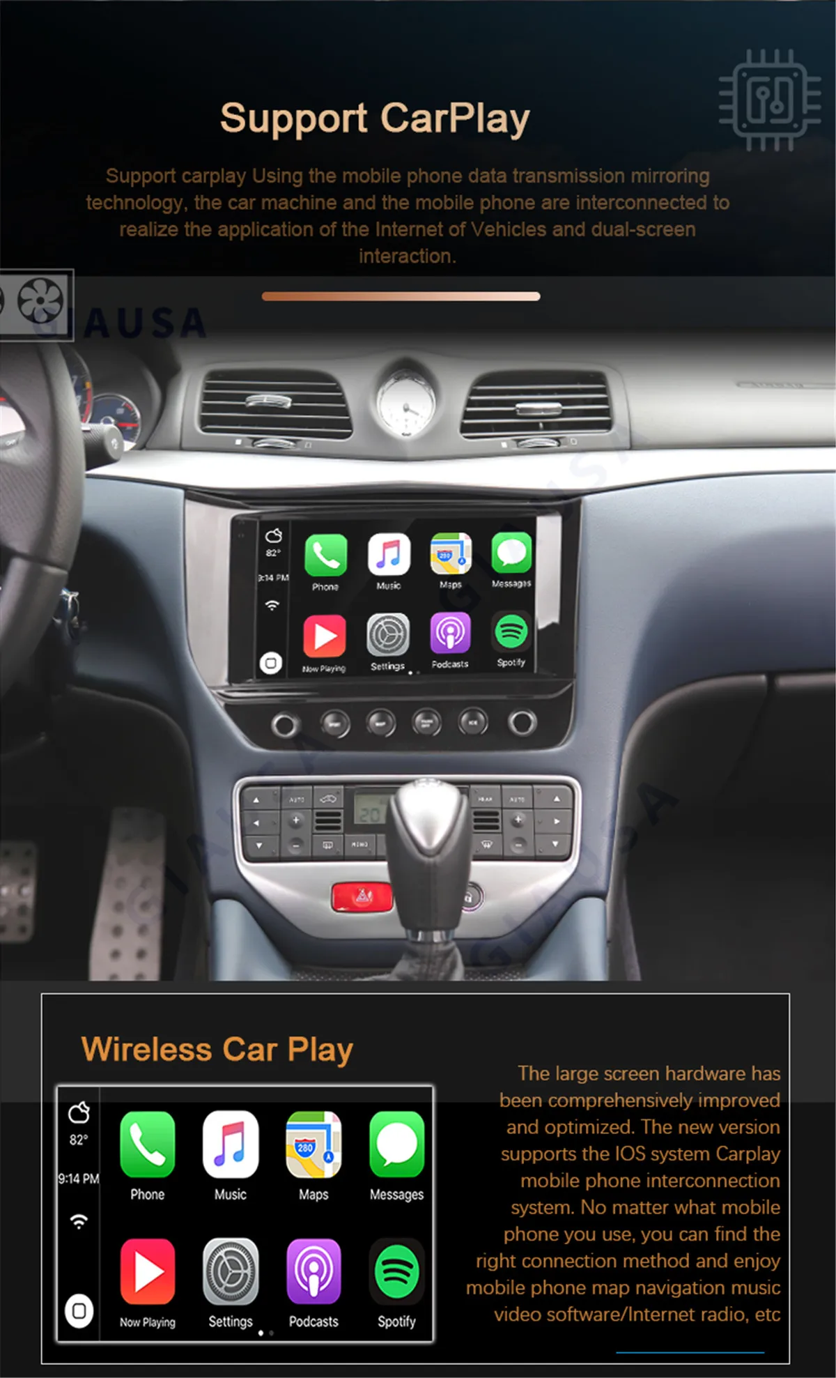 Wireless CarPlay Car Radio Multimedia For Maserati Gran Turismo GT GC 2007-2015 4G DSP Andorid Auto Navigation Player Head Unit
Wireless CarPlay Car Radio Multimedia For Maserati Gran Turismo GT GC 2007-2015 4G DSP Andorid Auto Navigation Player Head Unit