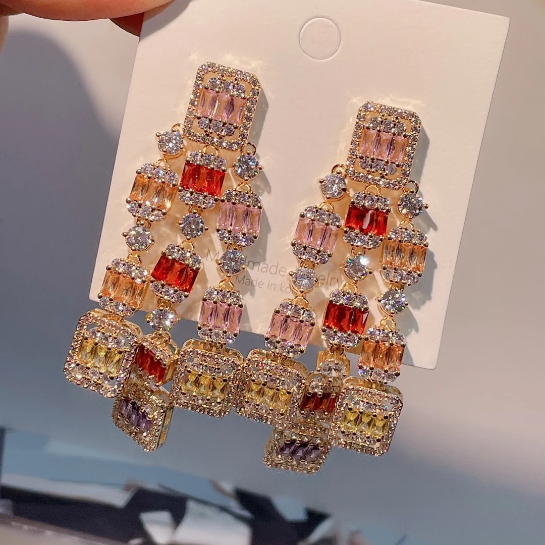 Fashion Luxury Big Multicolor AAA CZ Dangle Long Drop Earrings for Women Wedding Bridal Party Custome Jewelry bijoux femme E-228
Fashion Luxury Big Multicolor AAA CZ Dangle Long Drop Earrings for Women Wedding Bridal Party Custome Jewelry bijoux femme E-228