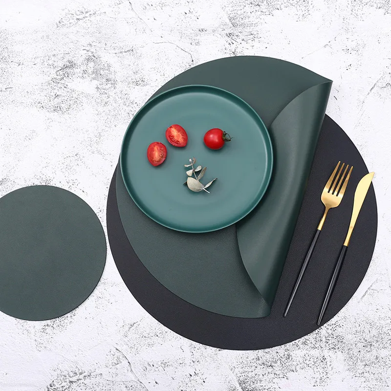 Napkin Creative PU Leather Tableware Pad Placemat Dining Table Mat Round Waterproof Heat-Insulated Home Desktop Decoration
Napkin Creative PU Leather Tableware Pad Placemat Dining Table Mat Round Waterproof Heat-Insulated Home Desktop Decoration